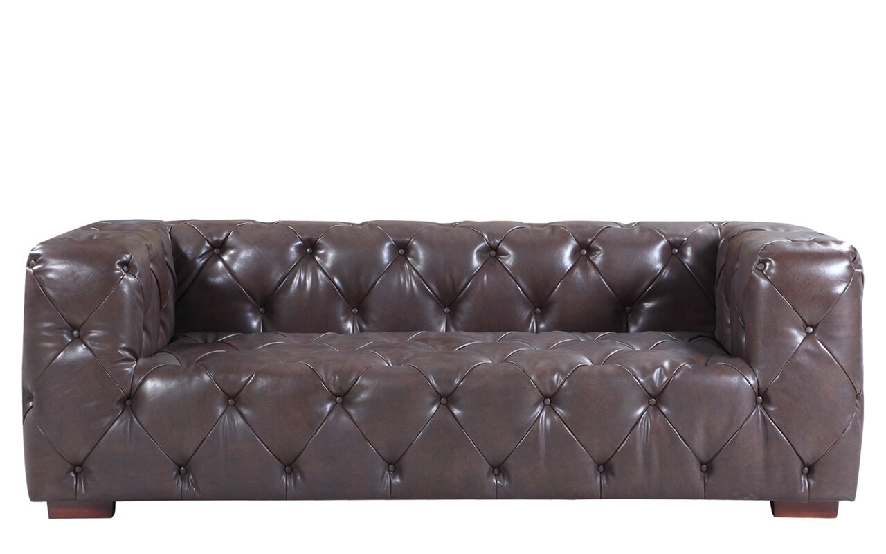 genuine leather tufted sofa